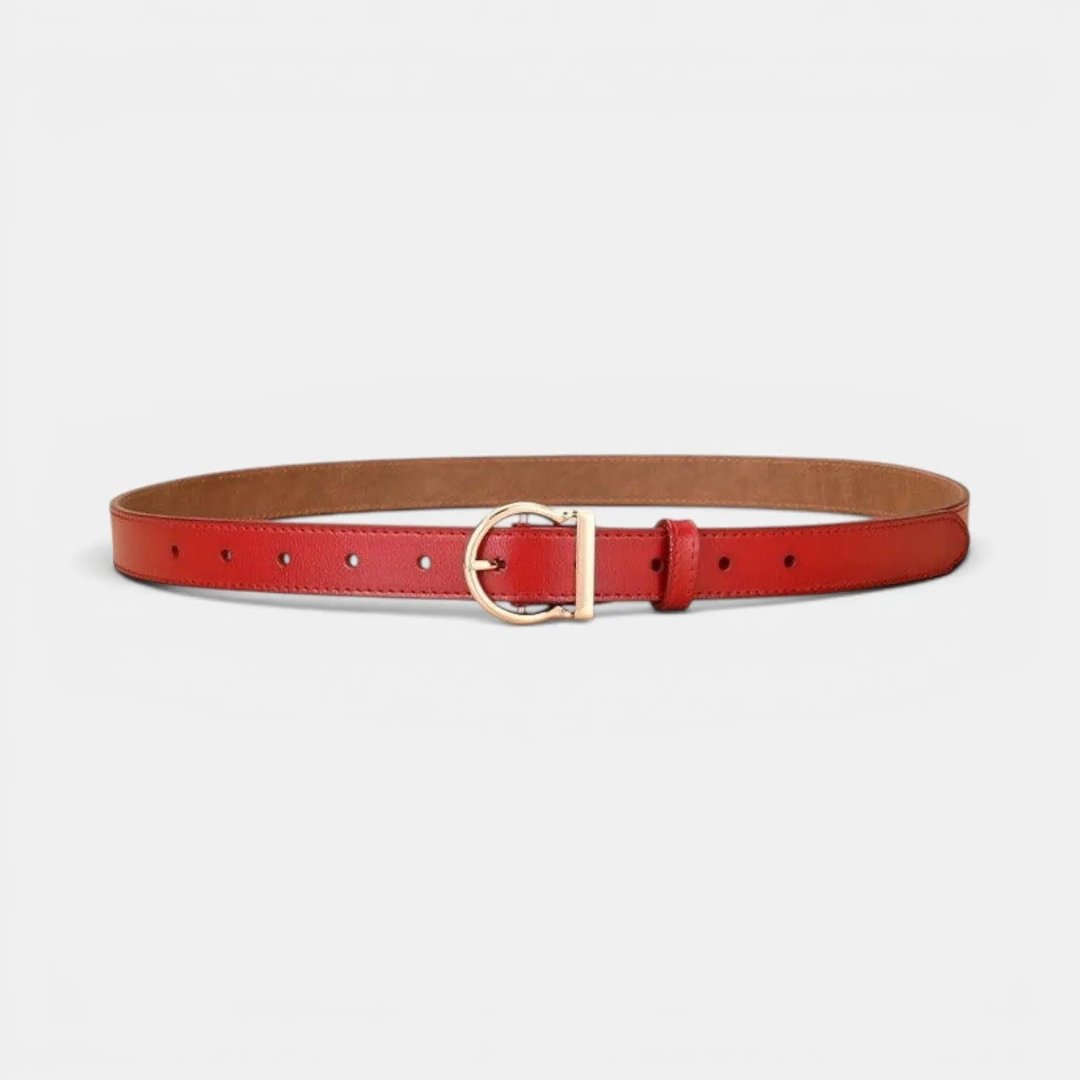 Women's Thin Smooth Leather Belt with Rounded Gold Buckle | Ornex | Beltary