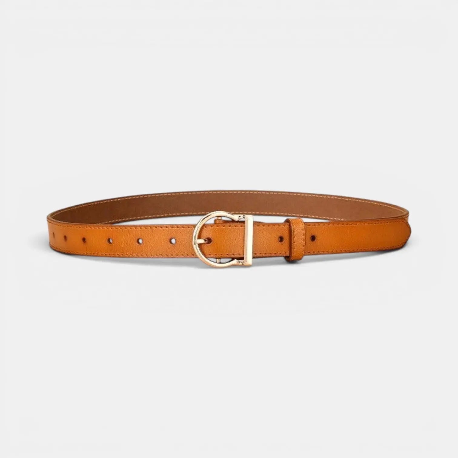 Women's Thin Smooth Leather Belt with Rounded Gold Buckle | Ornex | Beltary