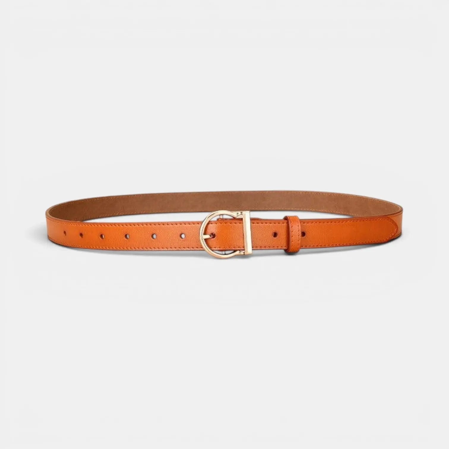 Women's Thin Smooth Leather Belt with Rounded Gold Buckle | Ornex | Beltary
