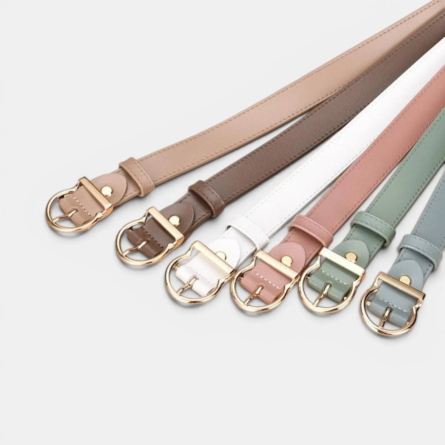 Women's Thin Smooth Leather Belt with Rounded Gold Buckle | Ornex | Beltary