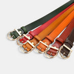 Women's Thin Smooth Leather Belt with Rounded Gold Buckle | Ornex | Beltary