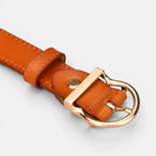 Women's Thin Smooth Leather Belt with Rounded Gold Buckle | Ornex | Beltary