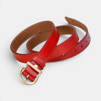 Women's Thin Smooth Leather Belt with Rounded Gold Buckle | Ornex | Beltary