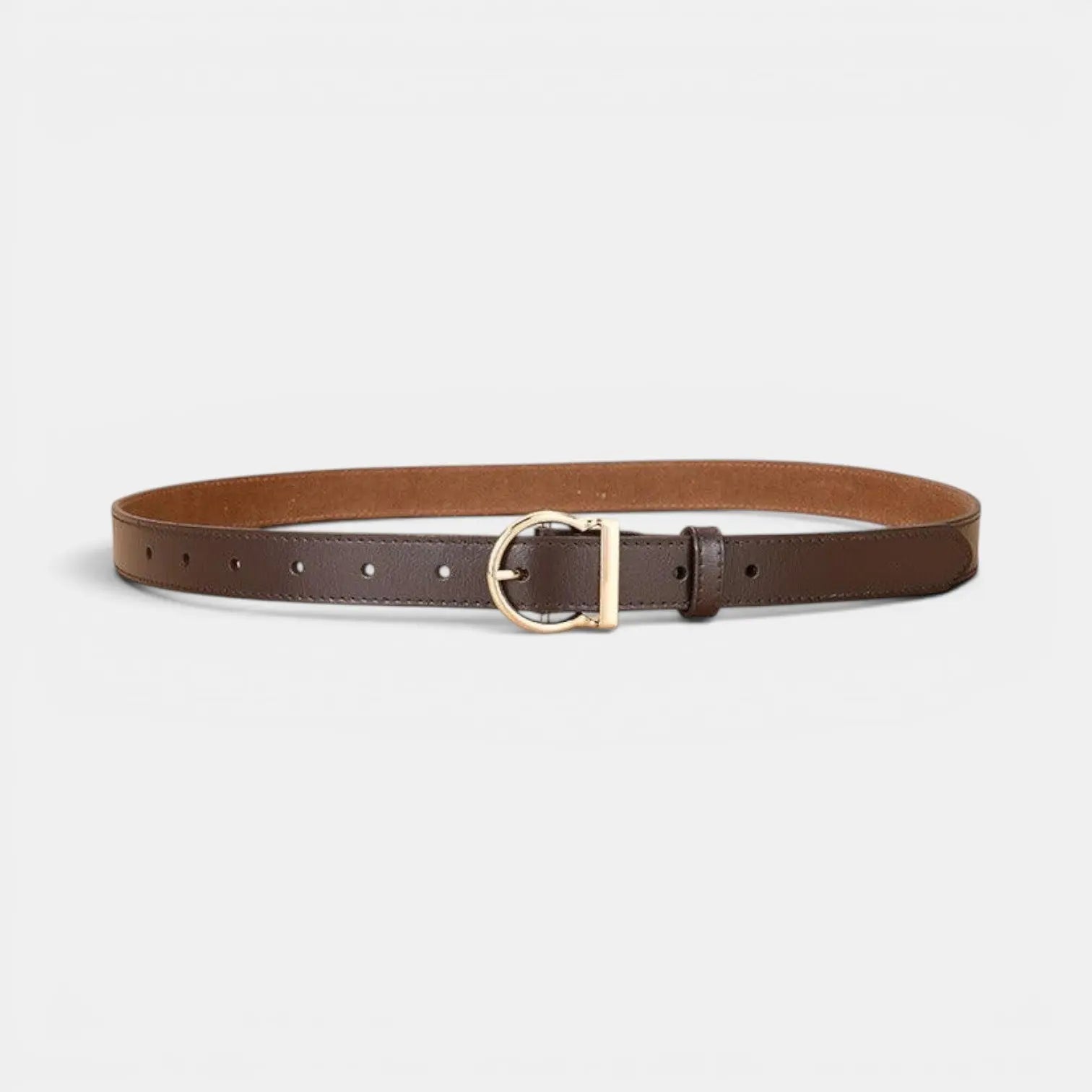 Women's Thin Smooth Leather Belt with Rounded Gold Buckle | Ornex | Beltary