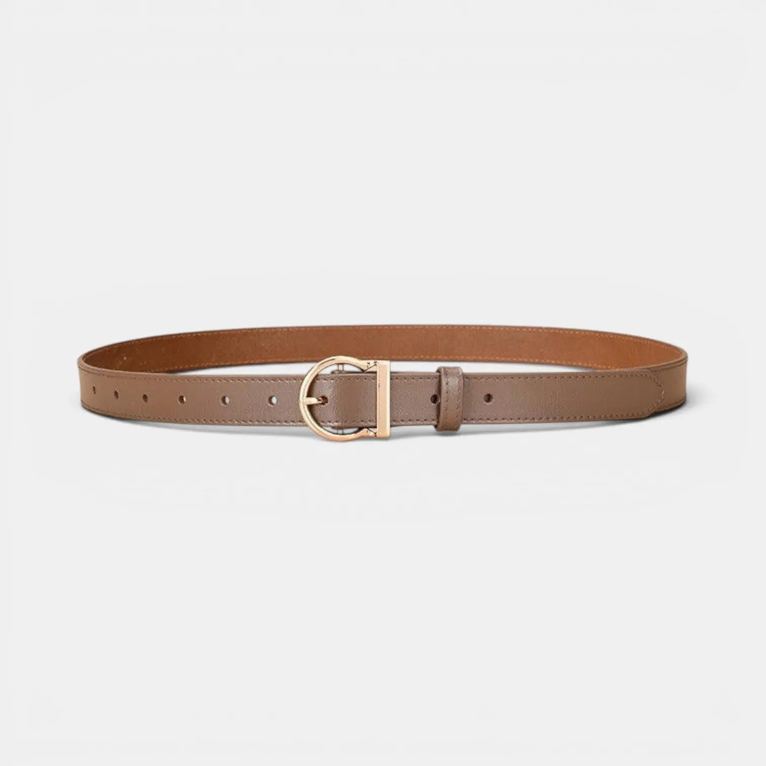 Women's Thin Smooth Leather Belt with Rounded Gold Buckle | Ornex | Beltary