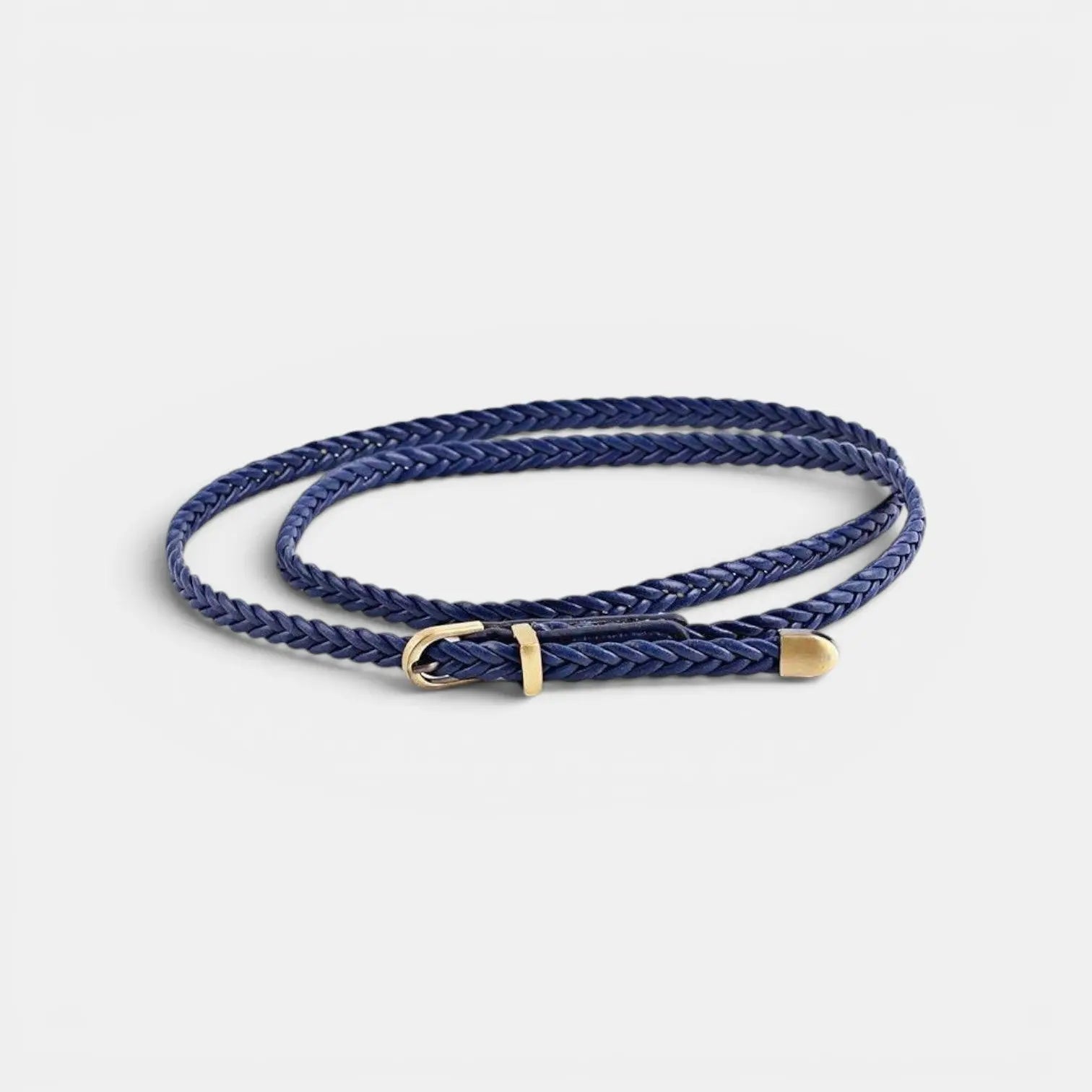 Women's Thin Woven Vegan Faux Leather Belt Round Buckle | Trelvox | Beltary