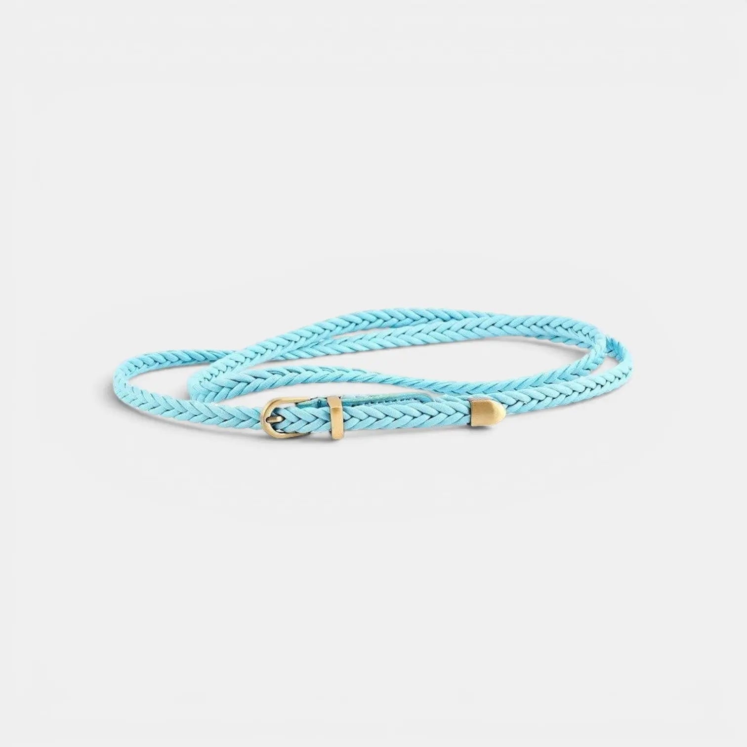 Women's Thin Woven Vegan Faux Leather Belt Round Buckle | Trelvox | Beltary