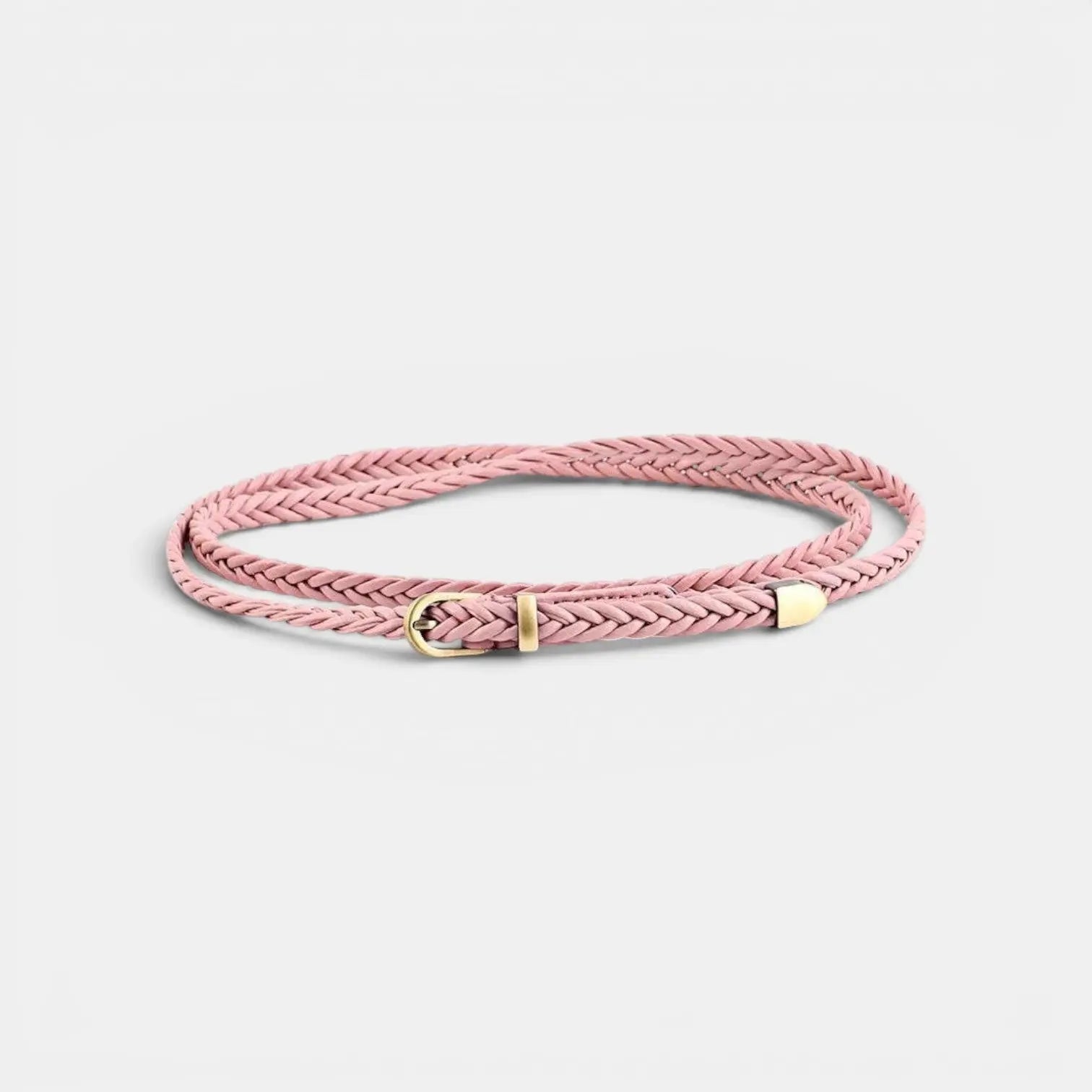 Women's Thin Woven Vegan Faux Leather Belt Round Buckle | Trelvox | Beltary