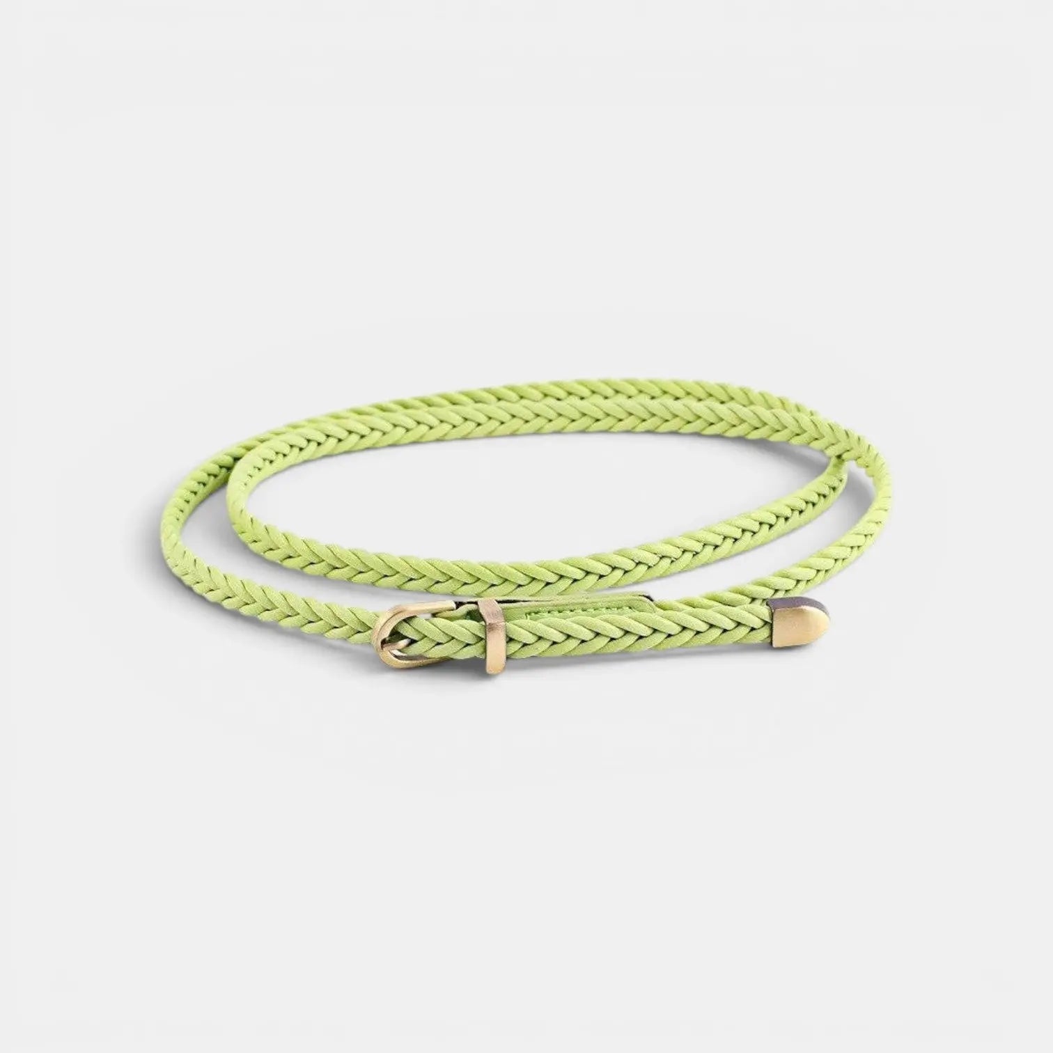 Women's Thin Woven Vegan Faux Leather Belt Round Buckle | Trelvox | Beltary