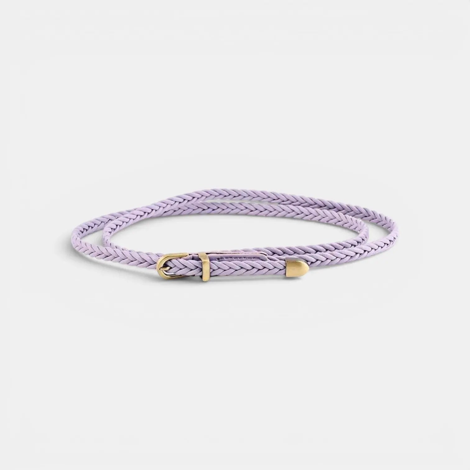 Women's Thin Woven Vegan Faux Leather Belt Round Buckle | Trelvox | Beltary