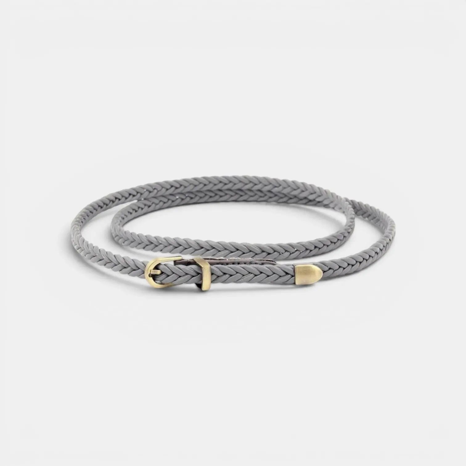 Women's Thin Woven Vegan Faux Leather Belt Round Buckle | Trelvox | Beltary
