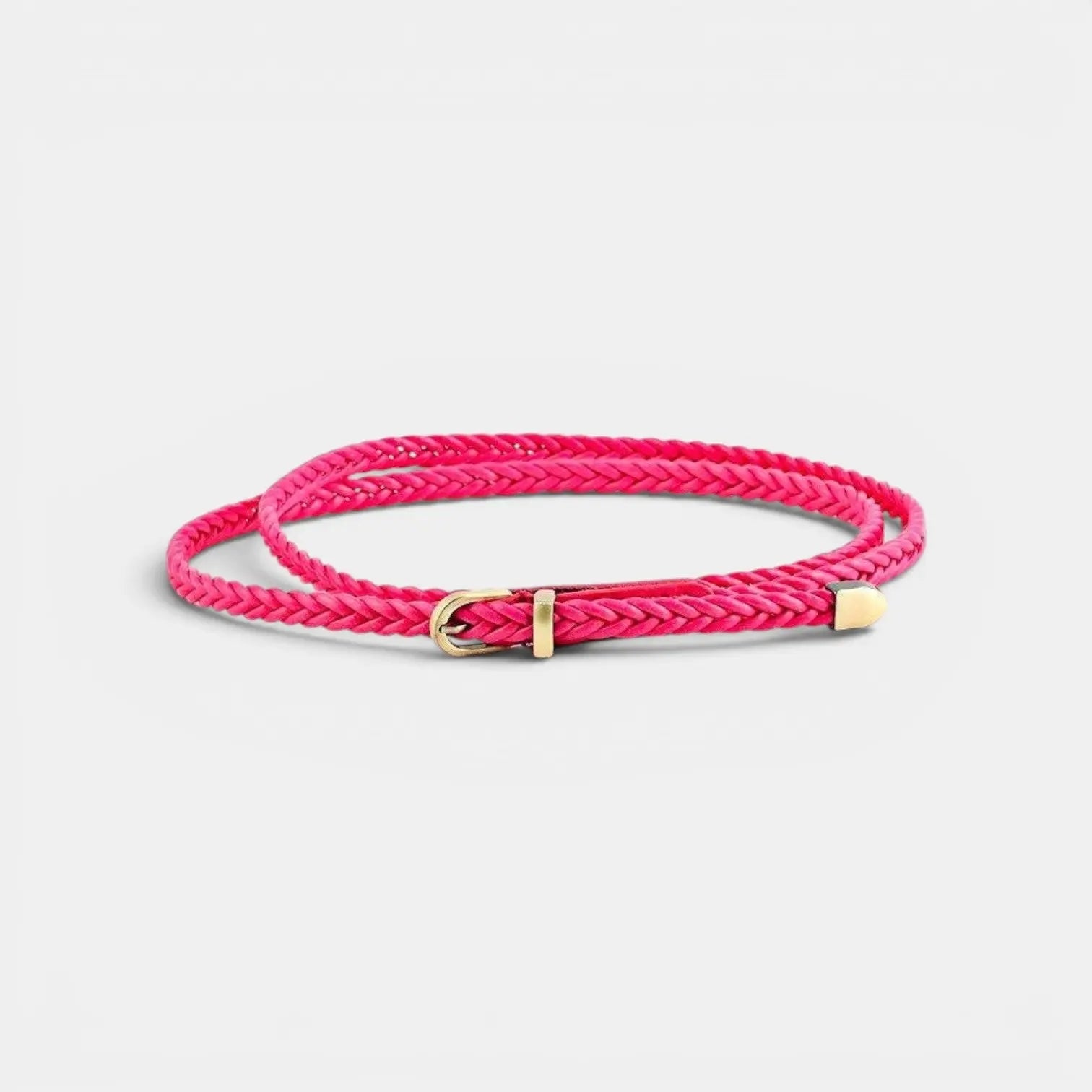 Women's Thin Woven Vegan Faux Leather Belt Round Buckle | Trelvox | Beltary