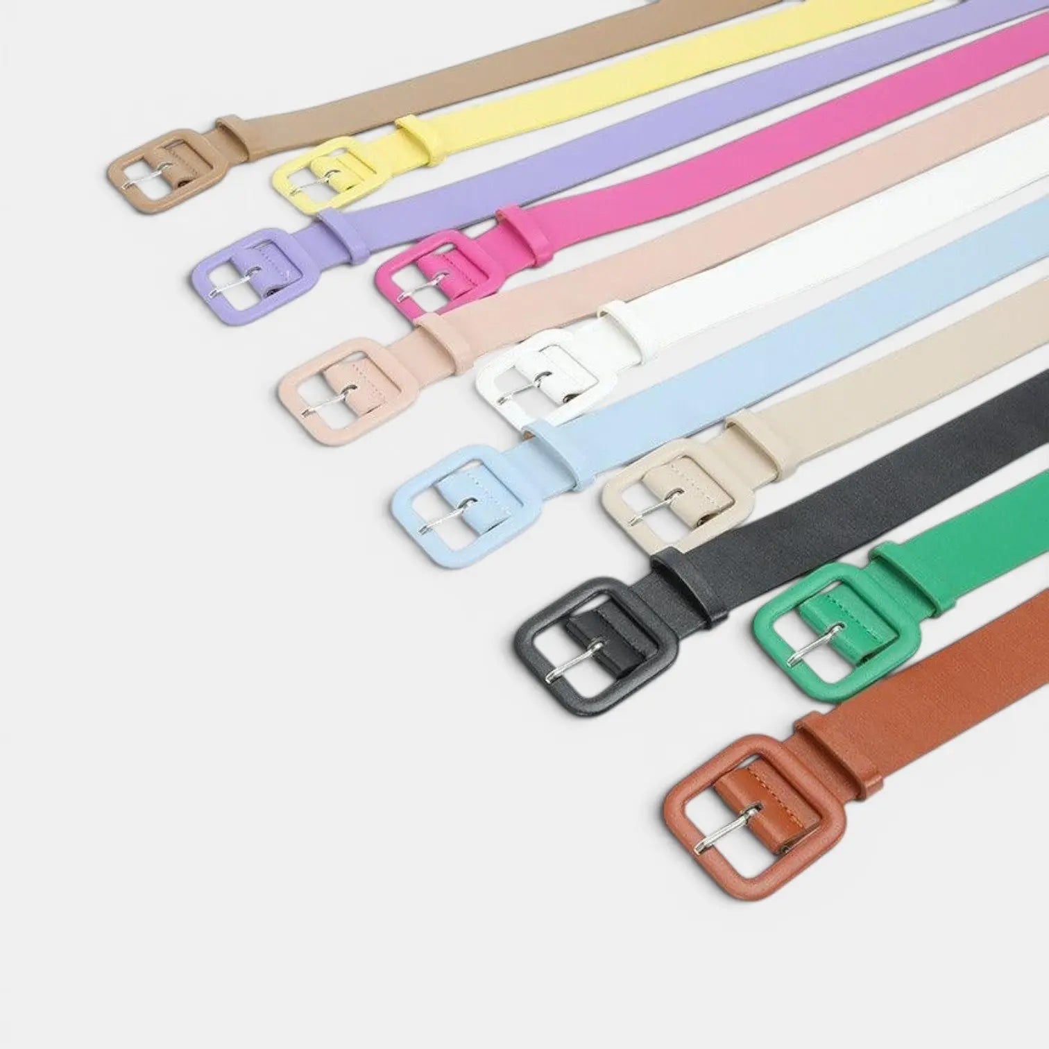 Women's Vegan Faux Leather Belt Colourful Square Buckle | Teivox | Beltary