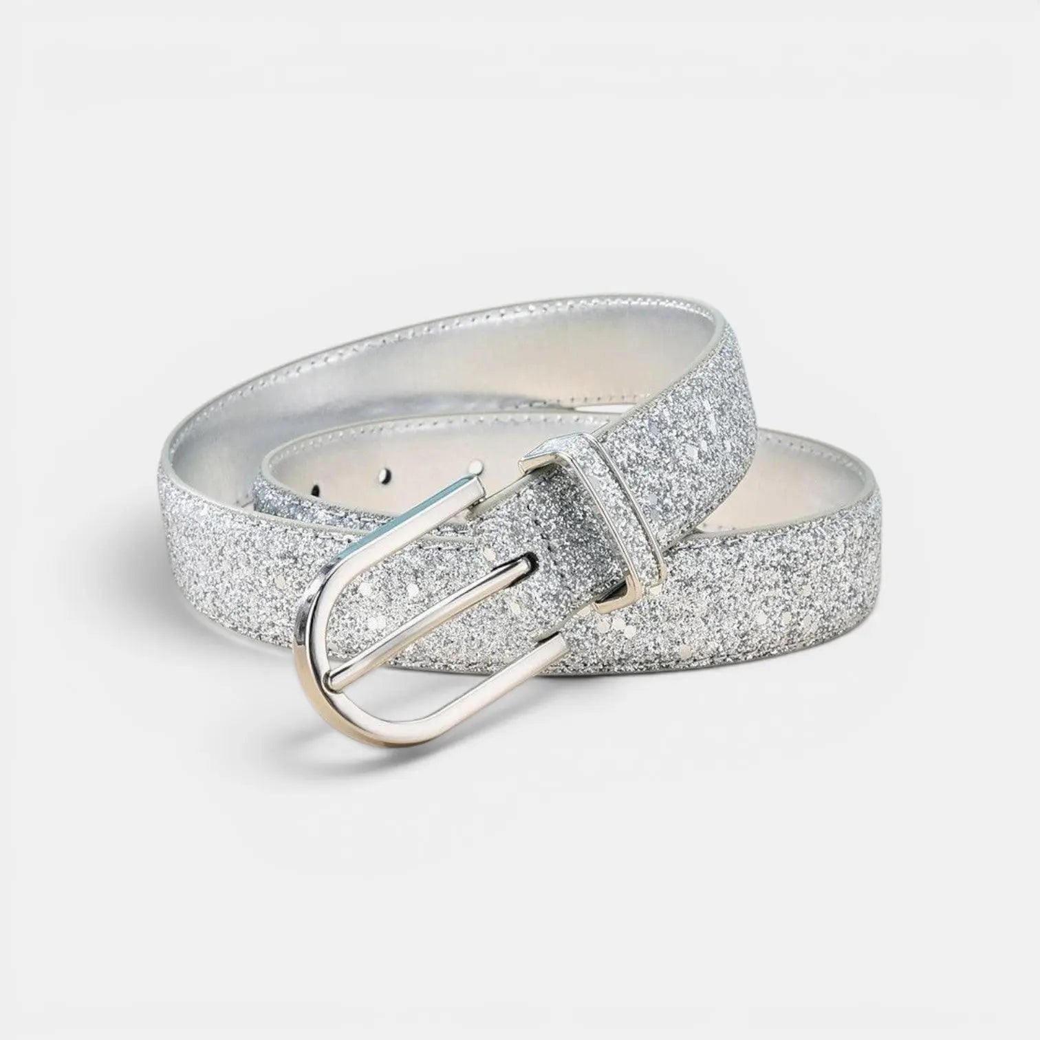 Women's Vegan Faux Leather Belt Sequin Gold Buckle | Pailex | Beltary