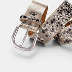 Women's Vegan Faux Leather Belt Studded Rivets Pin Buckle | Clorvex | Beltary