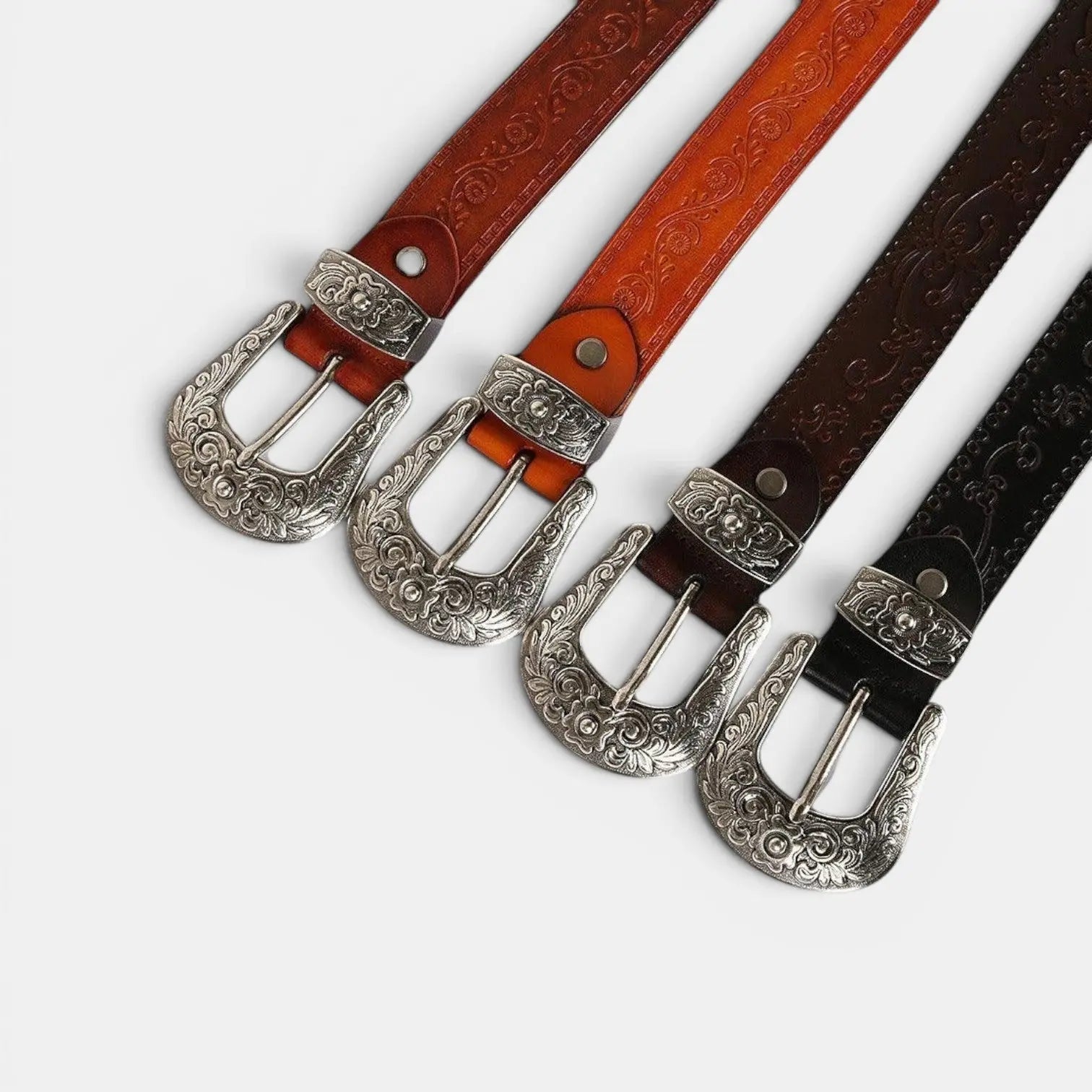 Women's Western Textured Full Grain Leather Belt with Buckle | Texvorn | Beltary