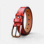 Women's White Smooth Leather Belt Fine Stitching Pin Buckle | Nestax | Beltary
