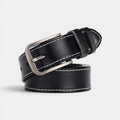 Women's White Smooth Leather Belt Fine Stitching Pin Buckle | Nestax | Beltary
