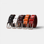 Women's White Smooth Leather Belt Fine Stitching Pin Buckle | Nestax | Beltary