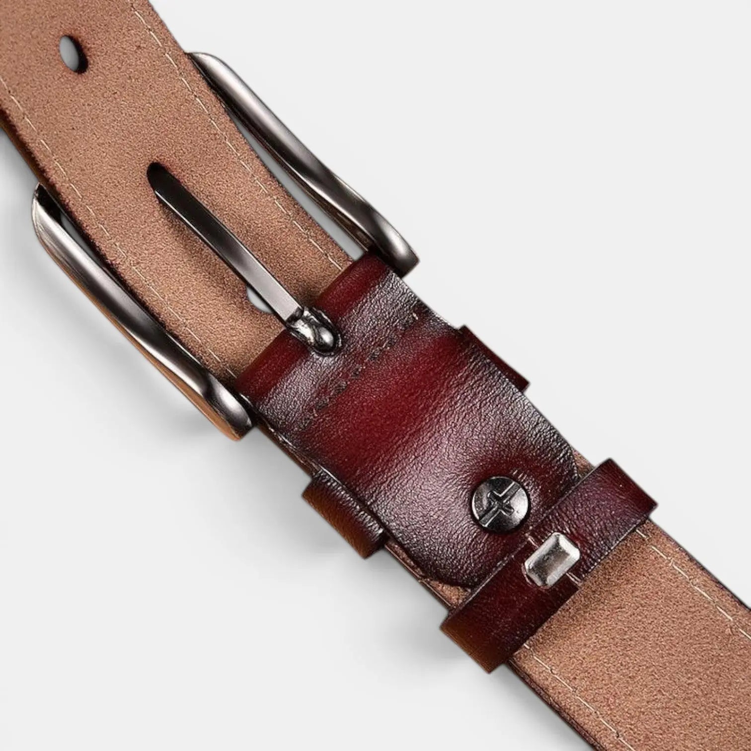 Women's White Smooth Leather Belt Fine Stitching Pin Buckle | Nestax | Beltary