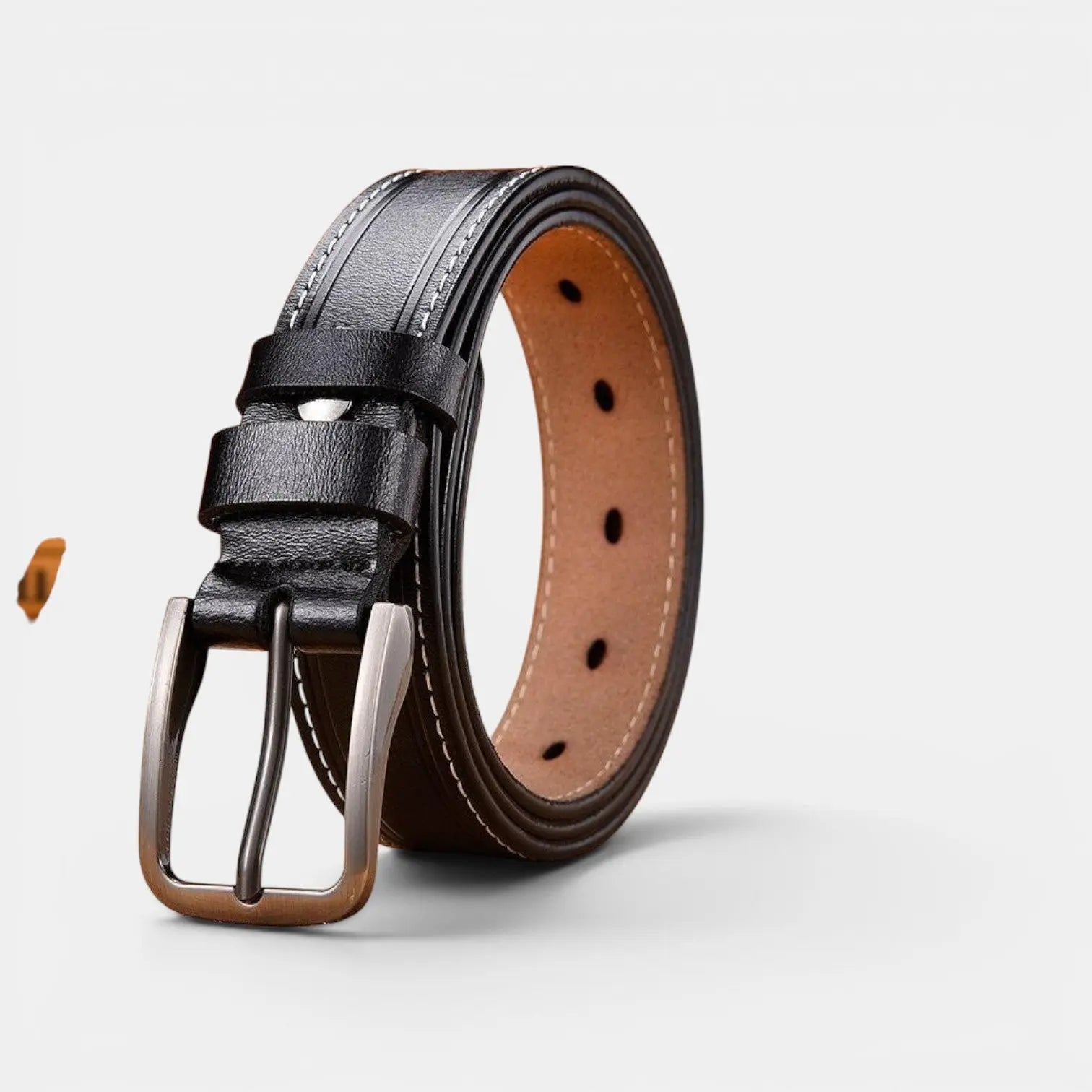 Women's White Smooth Leather Belt Fine Stitching Pin Buckle | Nestax | Beltary