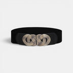Women's Wide Elastic Belt Gold Round Buckle | Rovelx | Beltary