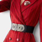 Women's Wide Elastic Belt Gold Round Buckle | Rovelx | Beltary
