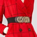 Women's Wide Elastic Belt Gold Round Buckle | Rovelx | Beltary