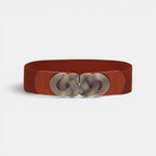Women's Wide Elastic Belt Gold Round Buckle | Rovelx | Beltary