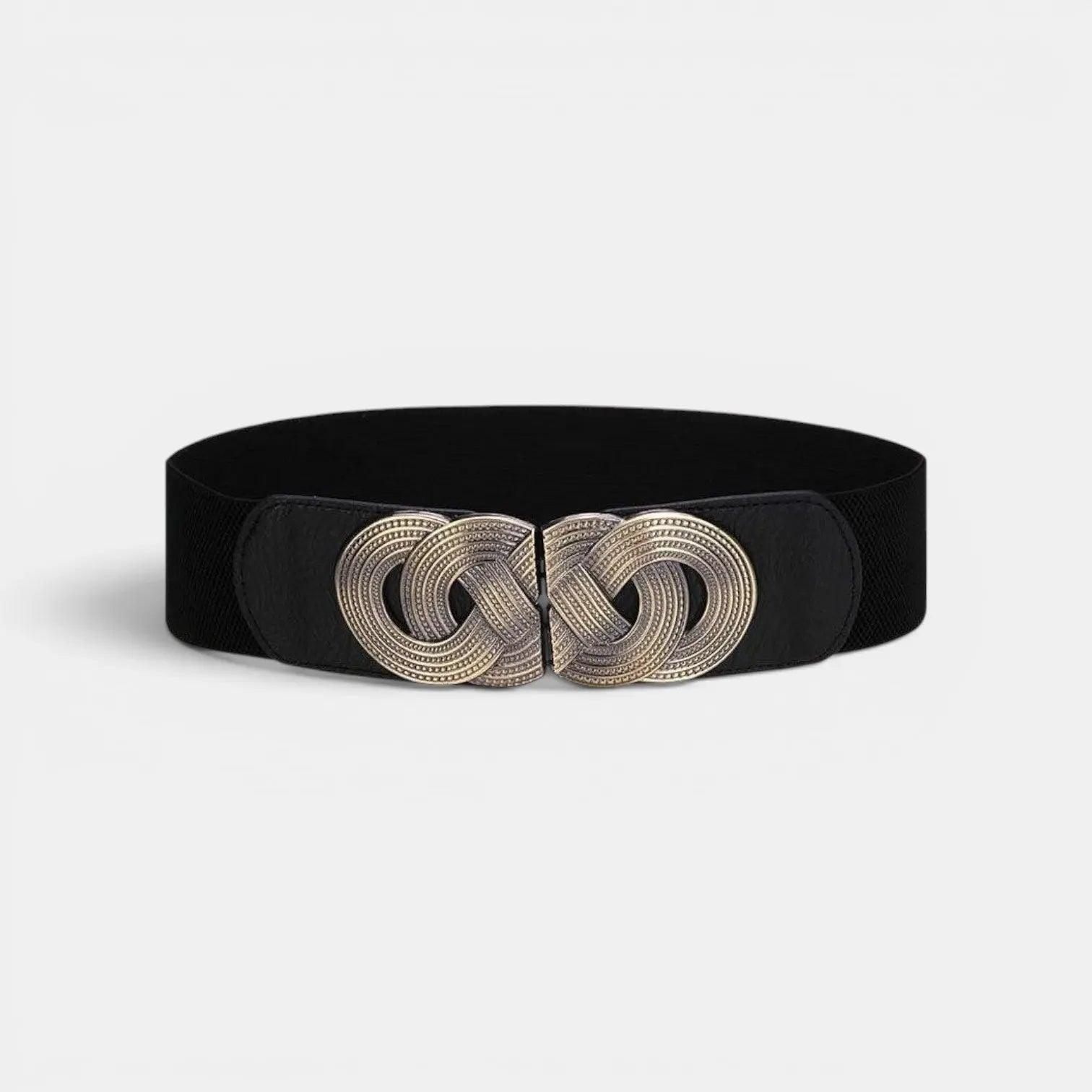 Women's Wide Elastic Belt Gold Round Buckle | Rovelx | Beltary